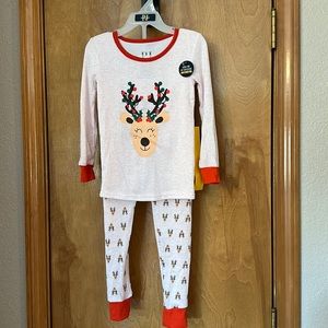 Very soft Christmas Reindeer lights on antlers 2 piece pajama set